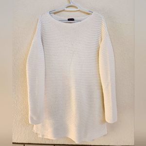 Vince Camuto White Crewneck Cable Knit Sweater Dress